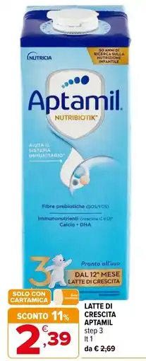 Iperal Latte di crescita Aptamil step 3 offerta