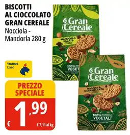Tigros Biscotti al cioccolato Gran Cereale Nocciola - Mandorla offerta