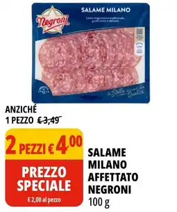 Tigros Salame milano affettato negroni offerta