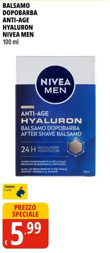 Tigros Balsamo dopo barba anti-age hyaluron nivea men offerta