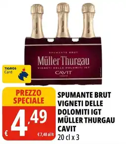 Tigros Spumante brut vigneti delle dolomiti igt müller thurgau cavit offerta