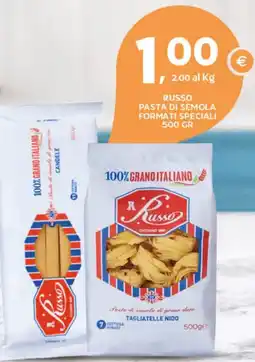 Extra Supermercati Russo pasta di semola formati speciali offerta