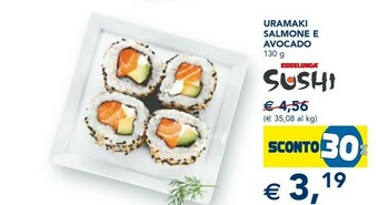 Esselunga Uramaki salmone e avocado offerta