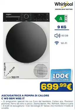 Euronics Asciugatrice a pompa di calore Whirlpool offerta