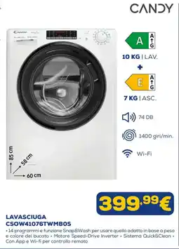 Euronics Lavasciuga Candy CSOW41076TWMBOS offerta