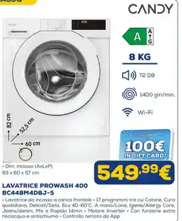 Euronics Lavatrice Prowash 400 Candy offerta