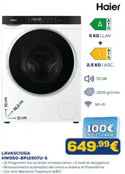 Euronics Lavasciuga Haier HWD50-BP12307U-S offerta