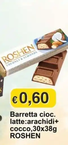 Mix Markt Barretta cioccolato latte arachidi cocco Roshen offerta