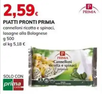 Cannelloni ricotta e spinaci Primia