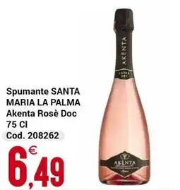 Centro Cash Spumante Santa Maria La Palma Akenta Rosè Doc offerta