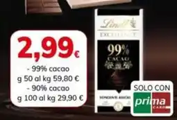 Basko Lindt Excellence 99% cacao offerta