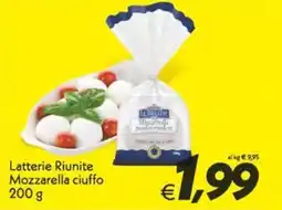 Iper Super Conveniente Latterie Riunite Mozzarella ciuffo offerta