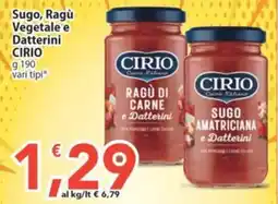 Sidis Ragù di carne e Datterini Cirio offerta
