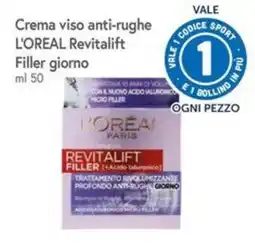 Famila Superstore Crema viso anti-rughe L'OREAL Revitalift Filler giorno offerta
