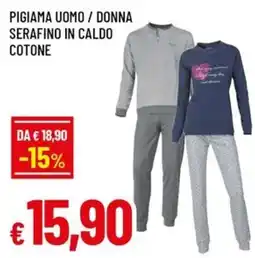 Galassia superstore Pigiama uomo / donna Serafino in caldo cotone offerta