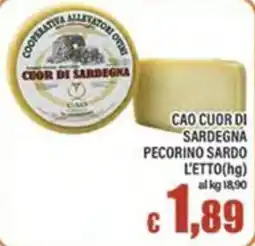 Top Supermercati Cuor di Sardegna Pecorino Sardo offerta