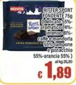 Top Supermercati Ritter Sport fondente offerta