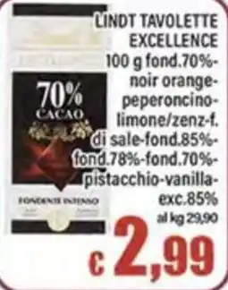 Top Supermercati Lindt Tavolette Excellence offerta
