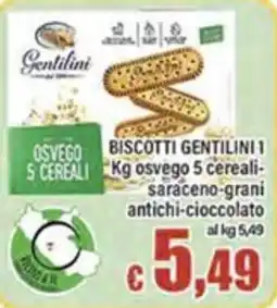 Top Supermercati Biscotti Gentilini 1 Kg osvego 5 cereali-saraceno-grani antichi-cioccolato offerta