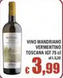 Top Supermercati Vino Mandriano Vermentino Toscana IGT offerta