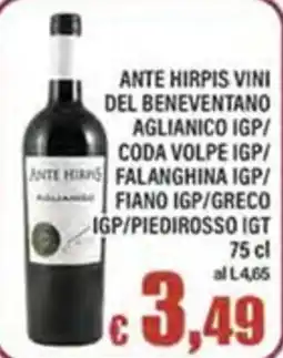 Top Supermercati Ante Hirpis vini del beneventano offerta