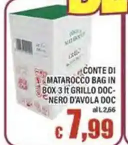 Top Supermercati Conte di Matarocco bag in box 3 ft grillo doc-nero d'avola doc offerta