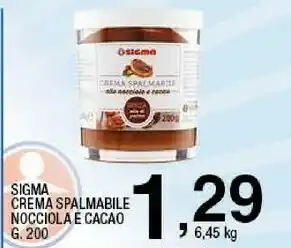 Sigma Sigma crema spalmabile nocciola e cacao offerta