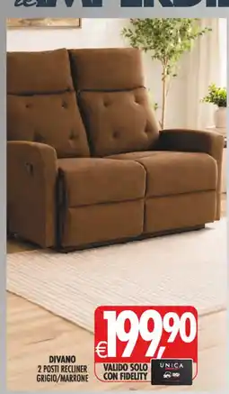 Deco Superstore Divano 2 posti recliner grigio/marrone offerta