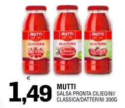 Al Discount Mutti salsa pronta ciliegini/classica/datterini offerta