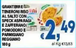DEM Granettere e teneroni riso al salto con speck asparagi e zafferano/ pomodoro e parmigiano reggiano offerta