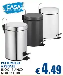 Europlanet Casa Pattumiera a pedale inox - bianco nero 3 litri offerta