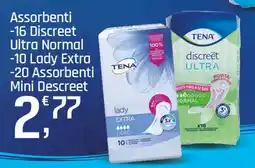Supermercati Dok Tena Assorbenti Discreet Ultra Normal/Lady Extra/Assorbenti Mini Descreet offerta