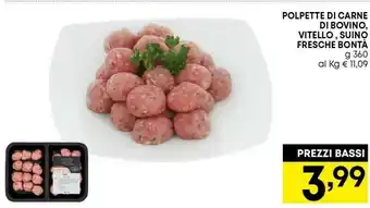 Pam Fresche bontà polpette di carne di bovino, vitello, suino offerta