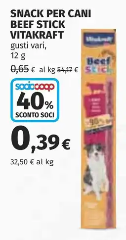 Coop Snack per cani beef stick vitakraft offerta