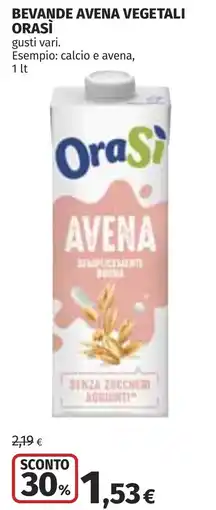 Coop Beverage avena vegetale OraSi offerta