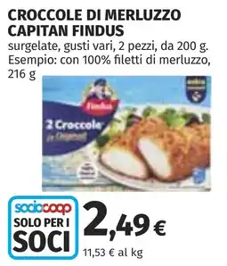Coop Croccole di merluzzo Capitan Findus offerta
