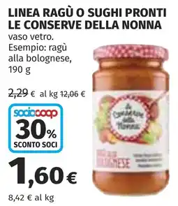 Coop Le conserve della nonna ragù alla bolognese offerta