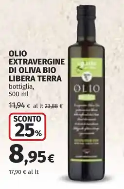Coop Olio extravergine di oliva bio libera terra offerta