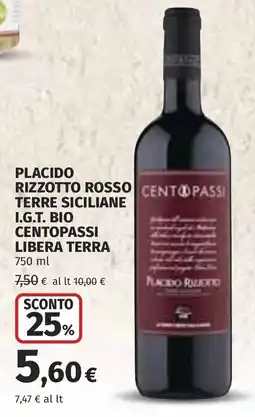 Coop Placido Rizzotto Rosso Centopassi offerta