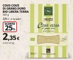 Coop Cous cous di grano duro bio libera terra offerta