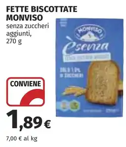 Coop Fette biscottate Monviso senza zuccheri aggiunti offerta
