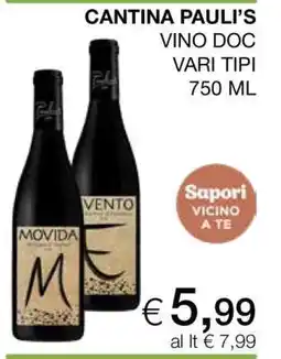 Coop CANTINA PAULI’S VINO DOC offerta