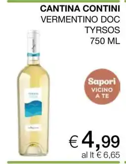 Coop CANTINA CONTINI VERMENTINO DOC TYRSOS 750 ML offerta