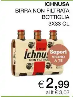 Coop ICHNUSA BIRRA NON FILTRATA BOTTIGLIA 3X33 CL offerta