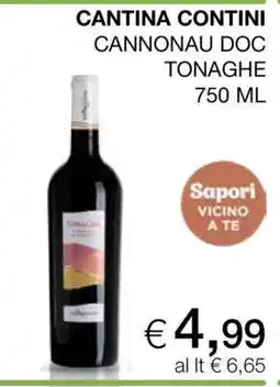 Coop CANTINA CONTINI CANNONAU DOC TONAGHE 750 ML offerta