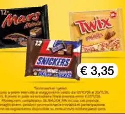 Coop Snickers, Mars, Twix Minis offerta