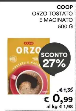 Coop COOP ORZO TOSTATO E MACINATO 500 G offerta
