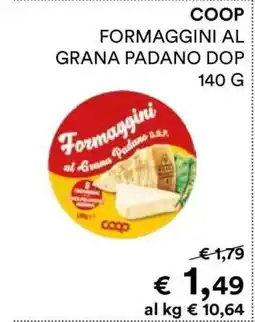 Coop COOP FORMAGGINI AL GRANA PADANO DOP 140 G offerta
