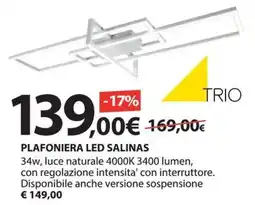 Kreo Brico e Casa Plafoniera Led Salinas Trio offerta