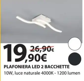 Plafoniera led 2 bacchette